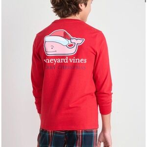 Vineyard Vines 2025 Red Christmas Whale Shirt Kids XL (18)